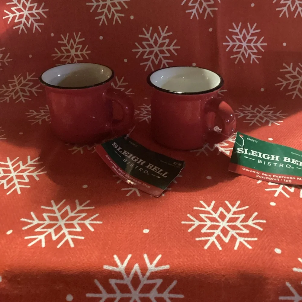 Sleigh Bell Bistro Mini Espresso Mugs - set of two in red
